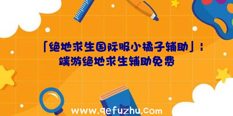 「绝地求生国际服小橘子辅助」|端游绝地求生辅助免费